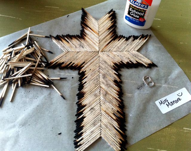 Burnt matchstick cross tutorial