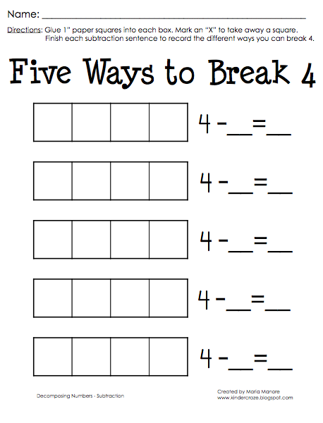 numbers decomposing worksheet for and kindergarten composing Subtracting Numbers with Interacting  to Decompose  Still