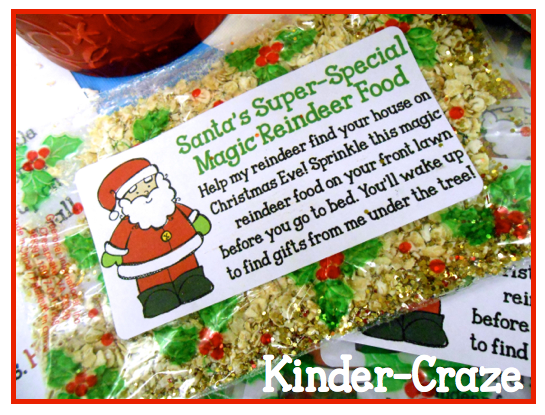 Make reindeer food"from rolled oats and magic gold (glitter)