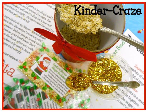 used rolled oats and glitter to make magic reindeer food