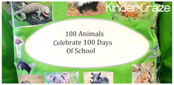 100th day of school t-shirt idea with animal photos