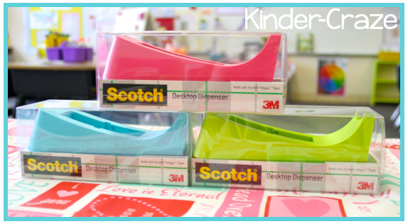 colorful tape dispensers for the classroom