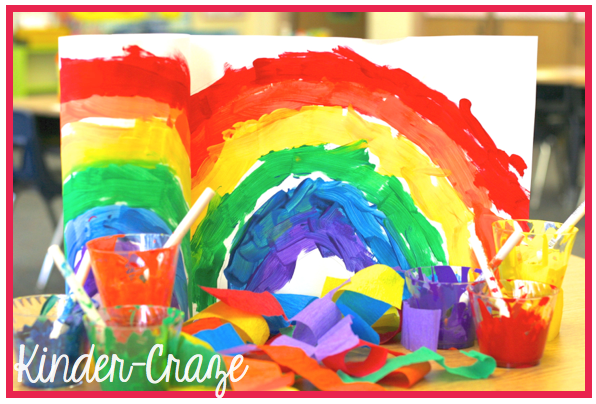 Rainbow windsocks with crepe paper streamers - so cute for Spring!