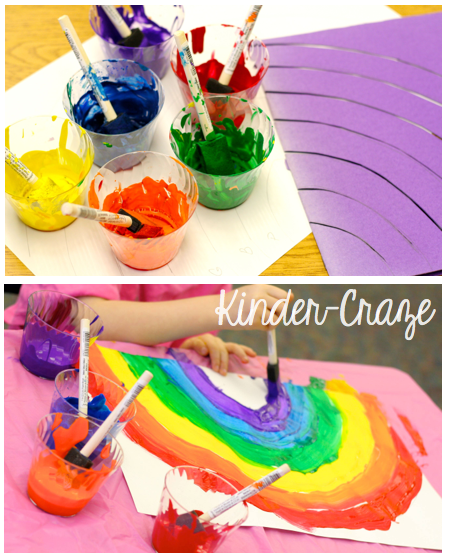 directions for cute painted rainbows in a kindergarten classroom