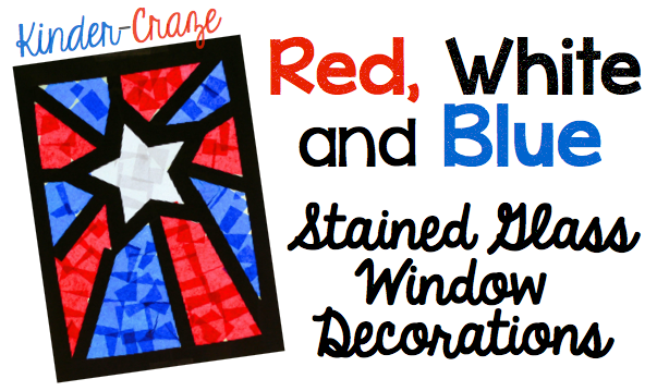 make patriotic window decorations with tissue paper that look like stained glass