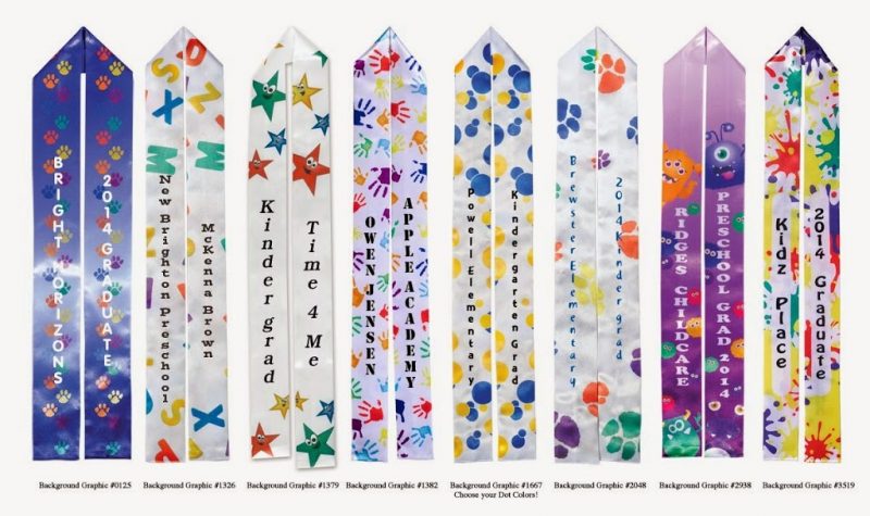 Custom graduation sashes for preschool or kindergarten students from Andersons
