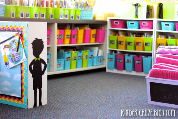 I adore this brightly organized classroom library