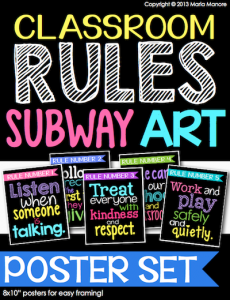 classroom rules subway art. Set of 5 frame-able classroom prints.
