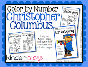 FREE Christopher Columbus Color by Number activity