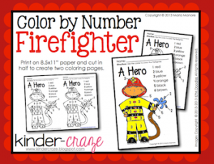FREE color by number firefighter