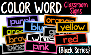 color word classroom signs... love the black background!