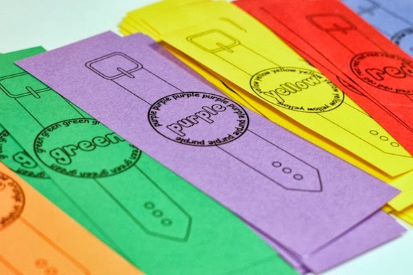 kindergarten color sight word watches printed on brightly colored paper for students to cut out watches shown include orange, green, purple, yellow and red