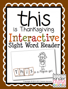 Thanksgiving-themed emergent reader for sight word "this"