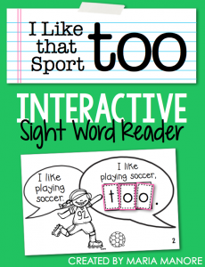 emergent reader for sight word "TOO"