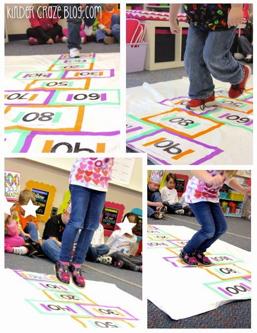 DIY hopscotch for the 100th day of school… FREE printable