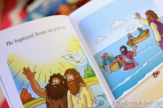 "I Can Read" books about Jesus in a kindergarten classroom