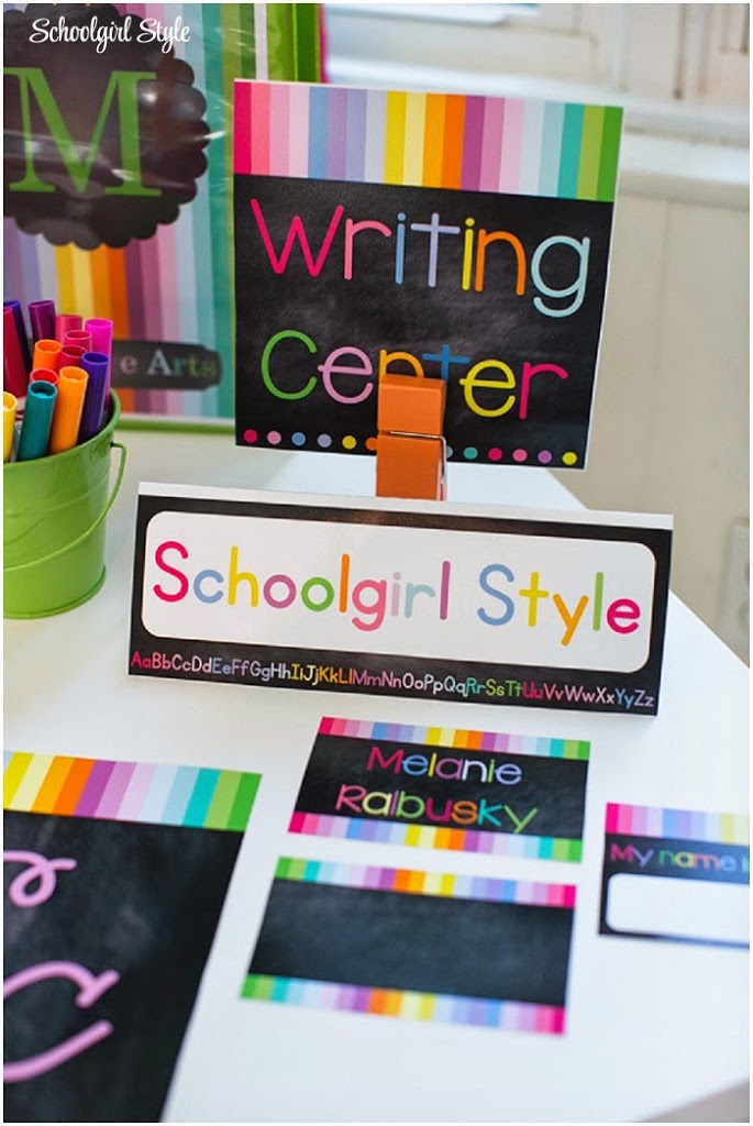 Rainbow Chalkboard classroom theme from Schoolgirl Style