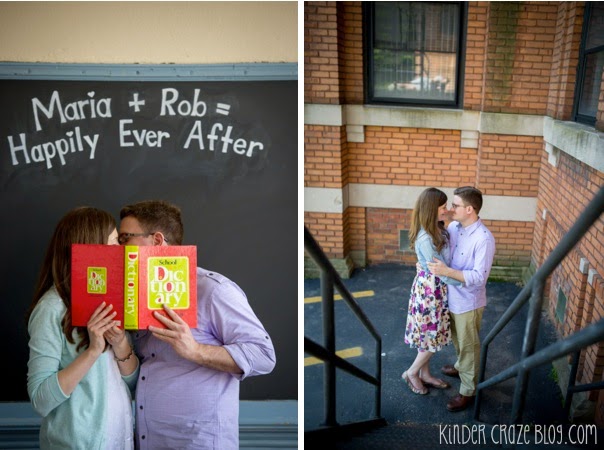 cute school-themed engagement photos