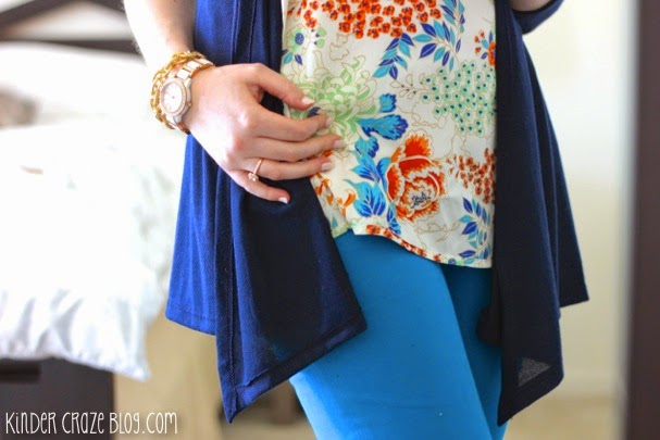 navy cardigan and floral print blouse from Stitch Fix