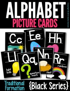 Alphabet Picture Cards Traditional Black Series