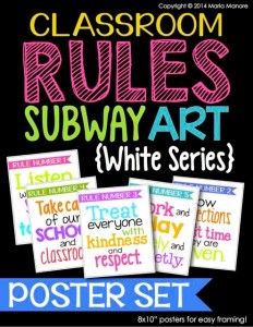 Classroom Rules Subway Art Poster Set White Series