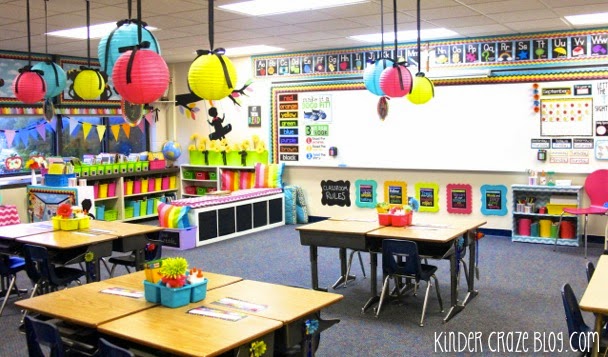 This kindergarten classroom wasn't completely decorated during the first week of school and it was ok. Blog post shows the transformation.