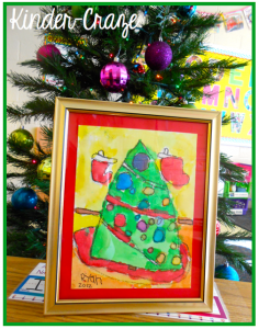 framed watercolor Christmas tree painting… such a sweet parent gift!