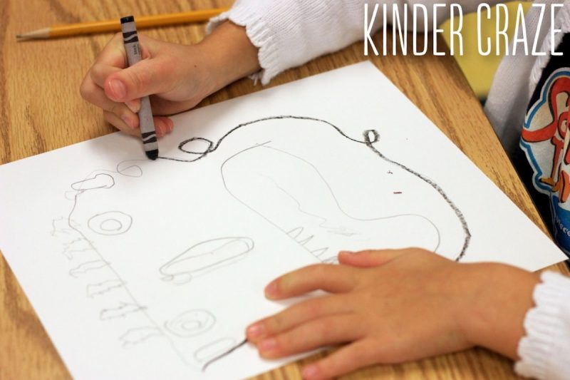 Big Green Monster inspired kindergarten drawing