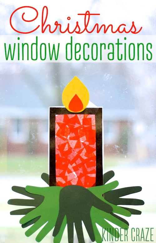 red candle craft hanging in first grade classroom window "christmas window decorations"