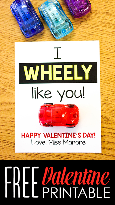 "I Wheely Like You!" student Valentine freebie