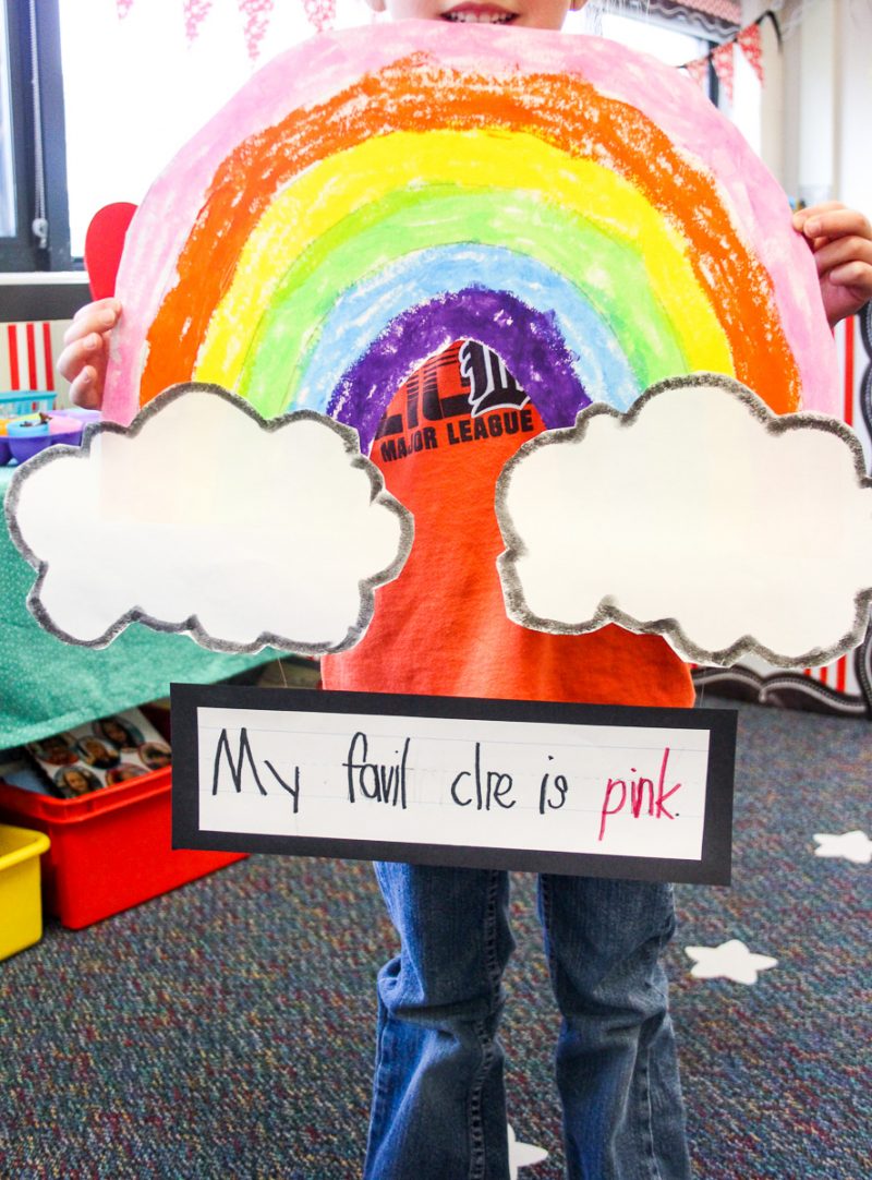 Kindergarten Rainbow Art and Sentence Writing