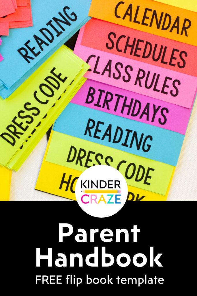 free template to create a colorful parent flip book for back to school
