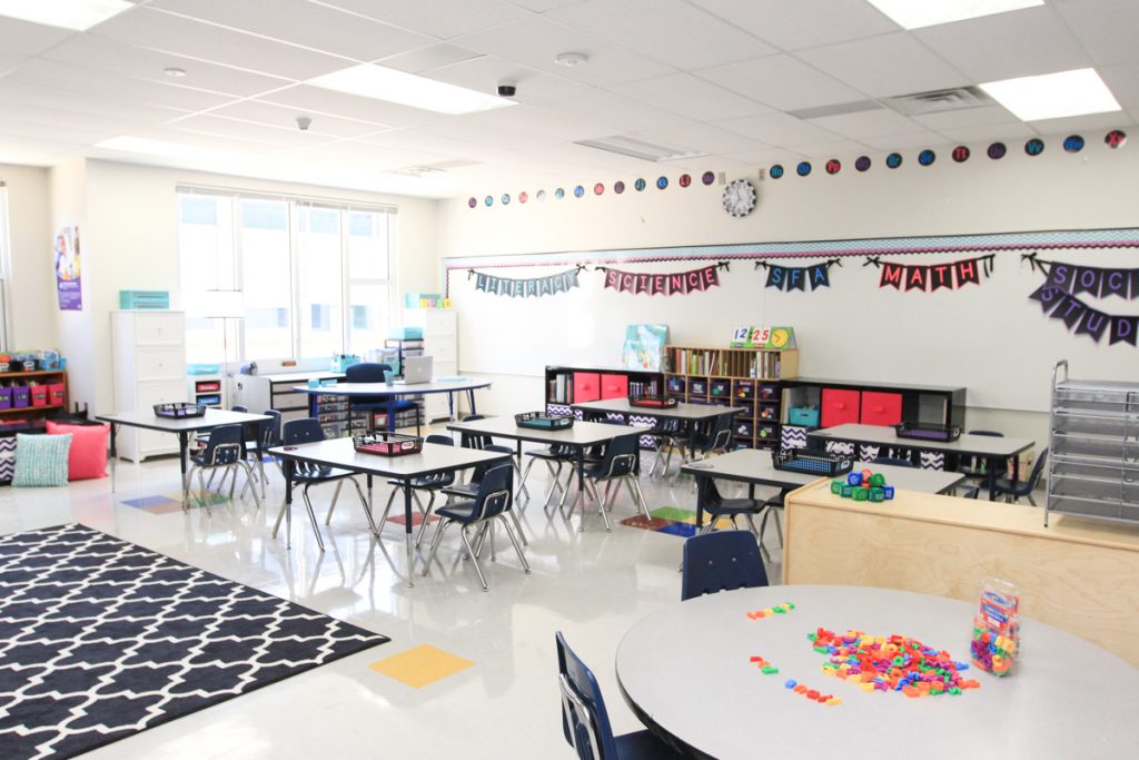first grade classroom workspace for students