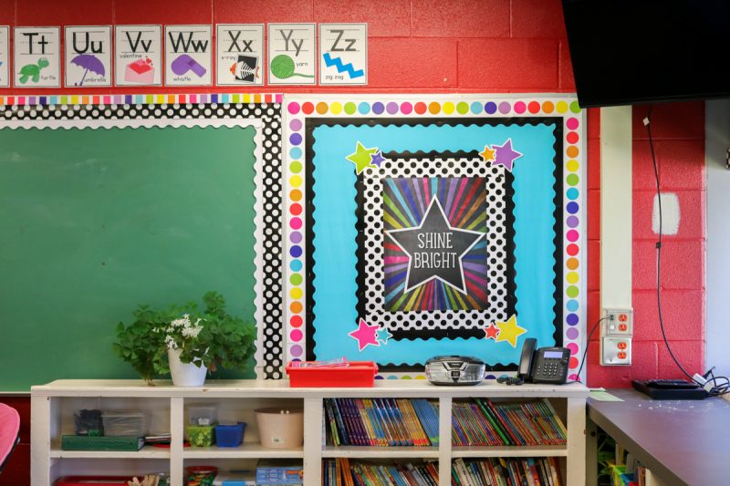 shine bright bulletin board in kindergarten classroom makeover