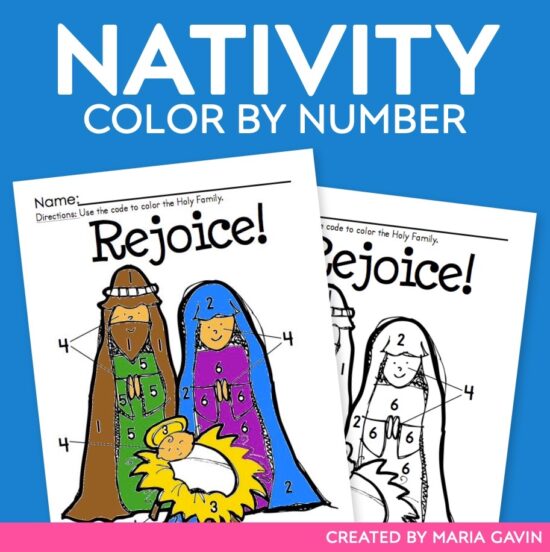 nativity color by number