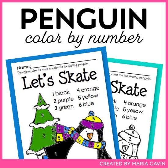 penguin color by number
