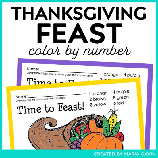 thanksgiving feast color by number