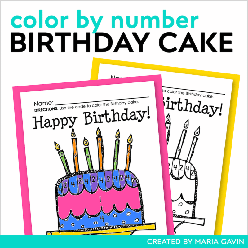 color by number birthday cake cover