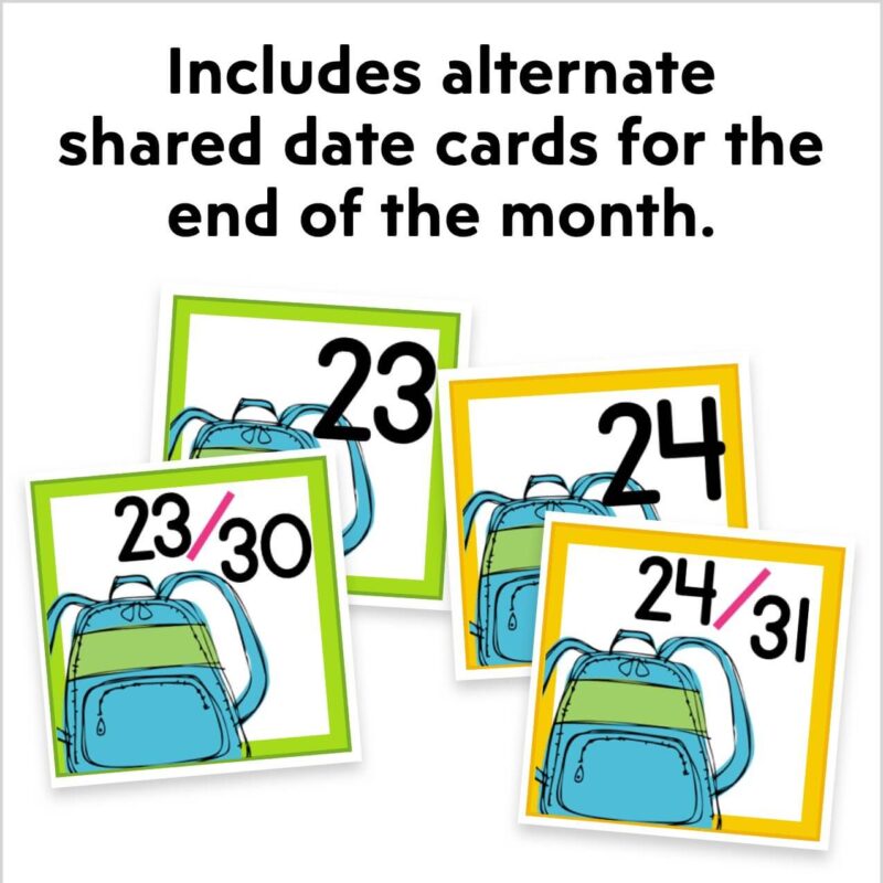August Backpack Calendar Numbers - Kinder Craze