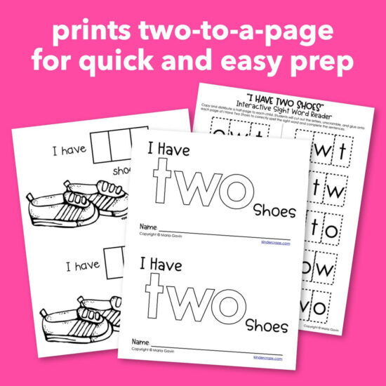 Number Word Emergent Reader for Sight Word TWO: 