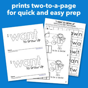 "I WANT to Grow Up" Interactive Sight Word Reader - Kinder Craze