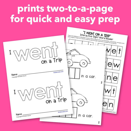 Transportation Theme Emergent Reader for sight word WENT "I Went on a ...