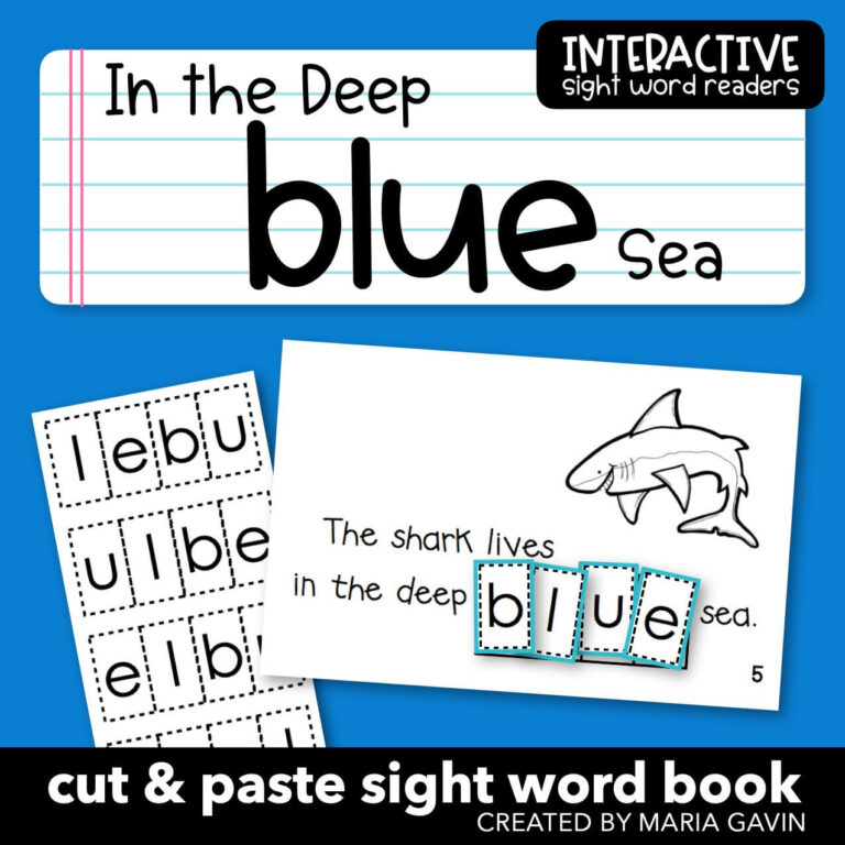 kindergarten sight word book called "in the deep blue sea"