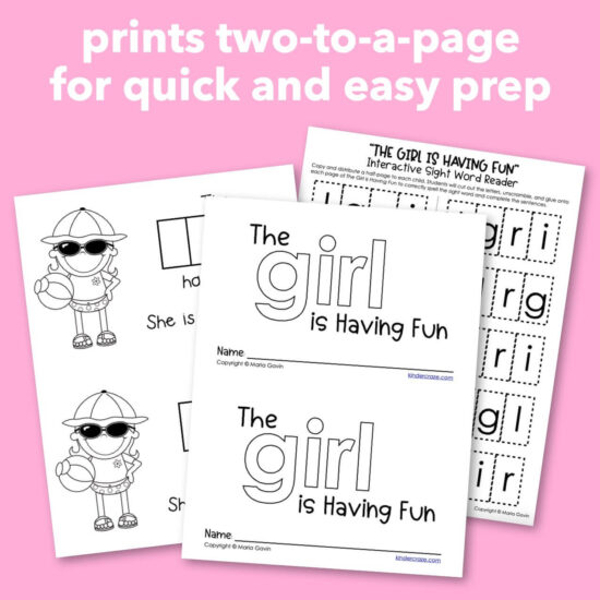 Emergent Reader for Sight Word GIRL: "The Girl is Having Fun" Sight ...