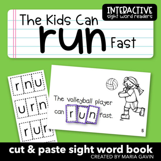 Emergent Reader for Sight Word RUN: "The Kids Can Run Fast" Sight Word ...