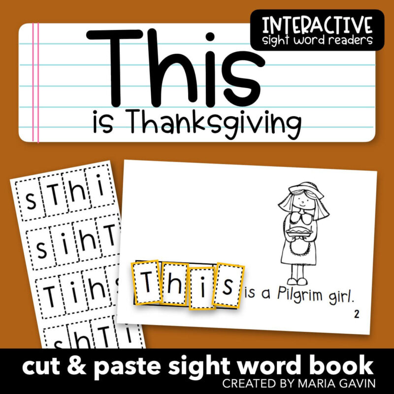 "this is thanksgiving" cut and paste sight word reader cover