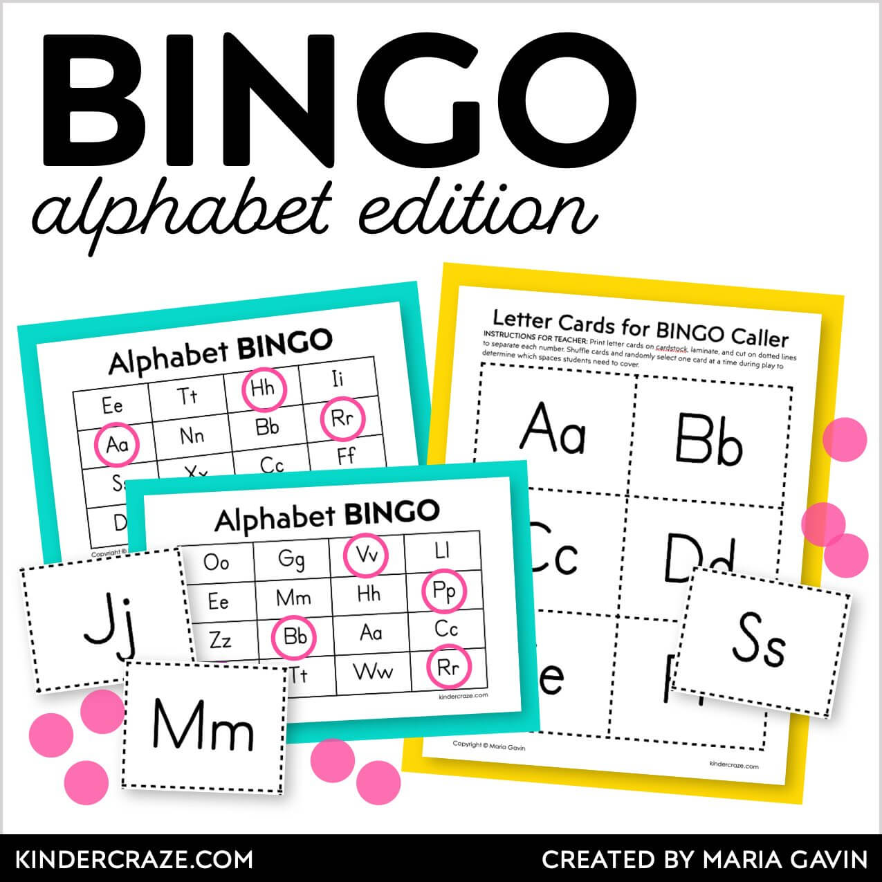Alphabet Bingo Letter Identification ABC Bingo Game Kinder Craze Alphabet Bingo Letter Identification ABC Bingo Game Kinder Craze