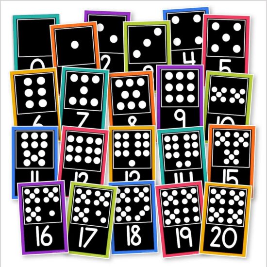 Domino Numeral Posters 0-20 with Black Backgrounds - Kinder Craze