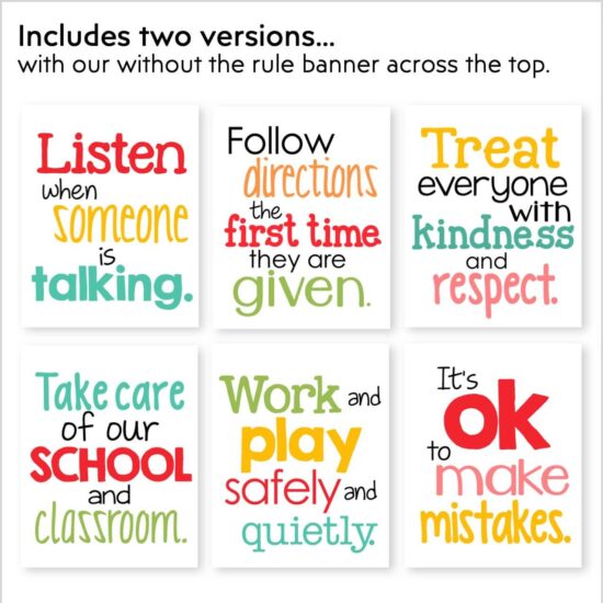 Classroom Rules Posters - Circus Colors - Kinder Craze