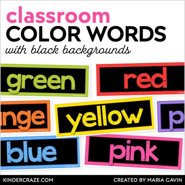 classroom color words with black background cover